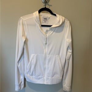 Athleta Girl White Hooded Breathable White Zip Up Jacket